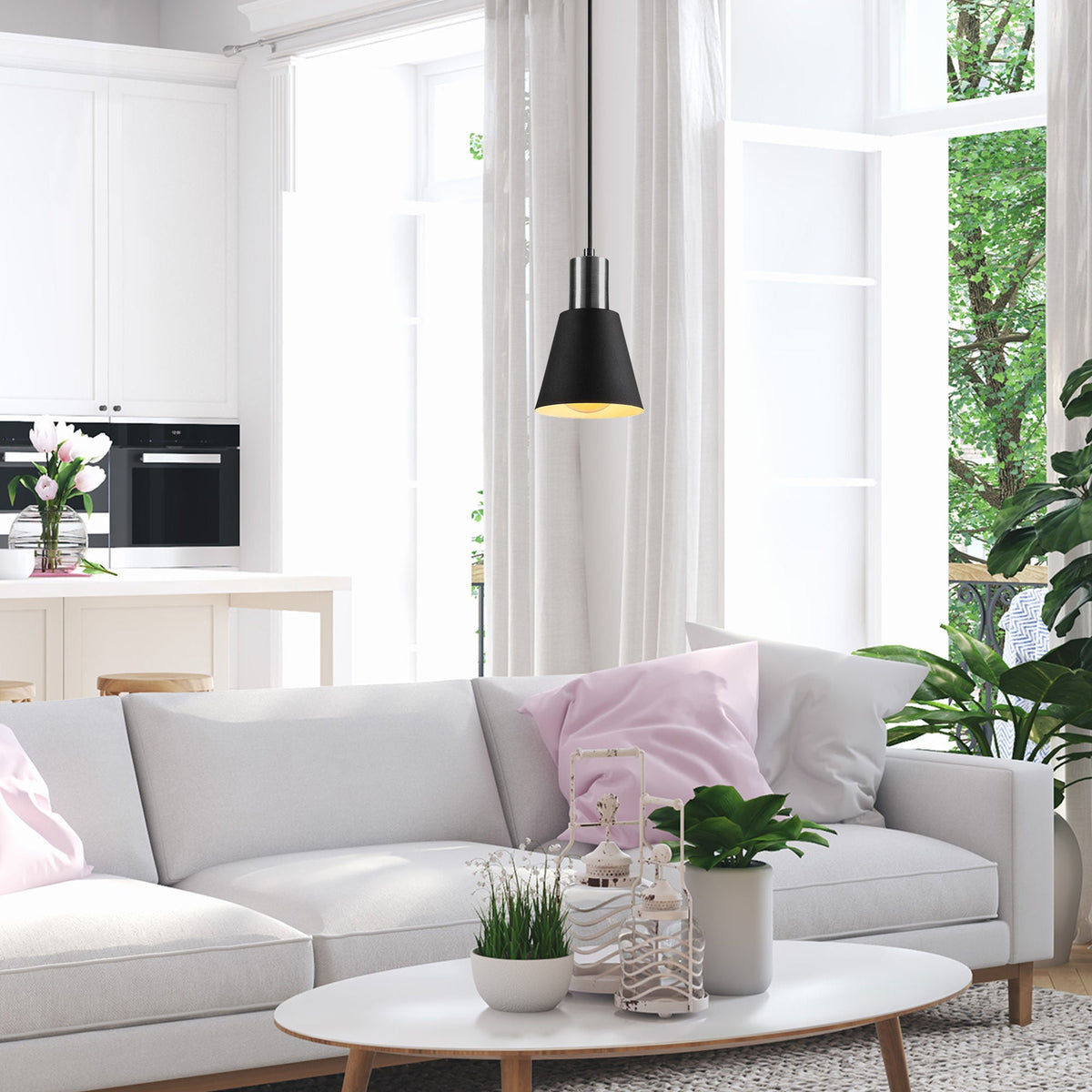 Candelabru, Kem - 6362, Negru / Nichel