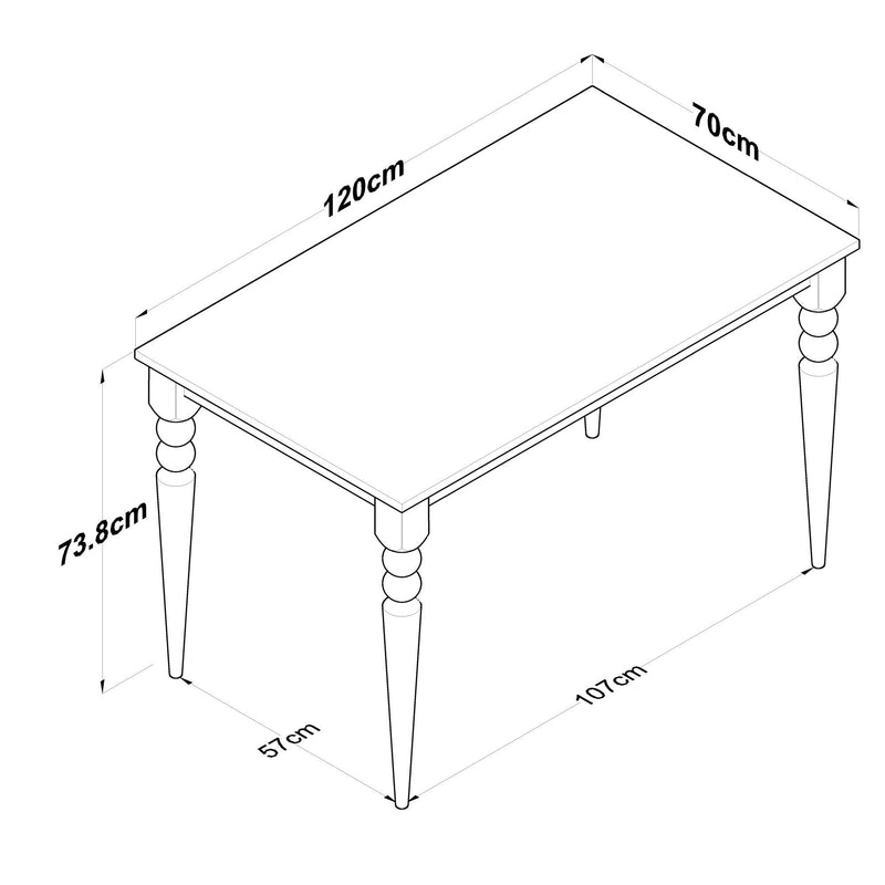 Masa JA104 - 2598, stejar/alb, PAL melaminat, 120x70x74 cm