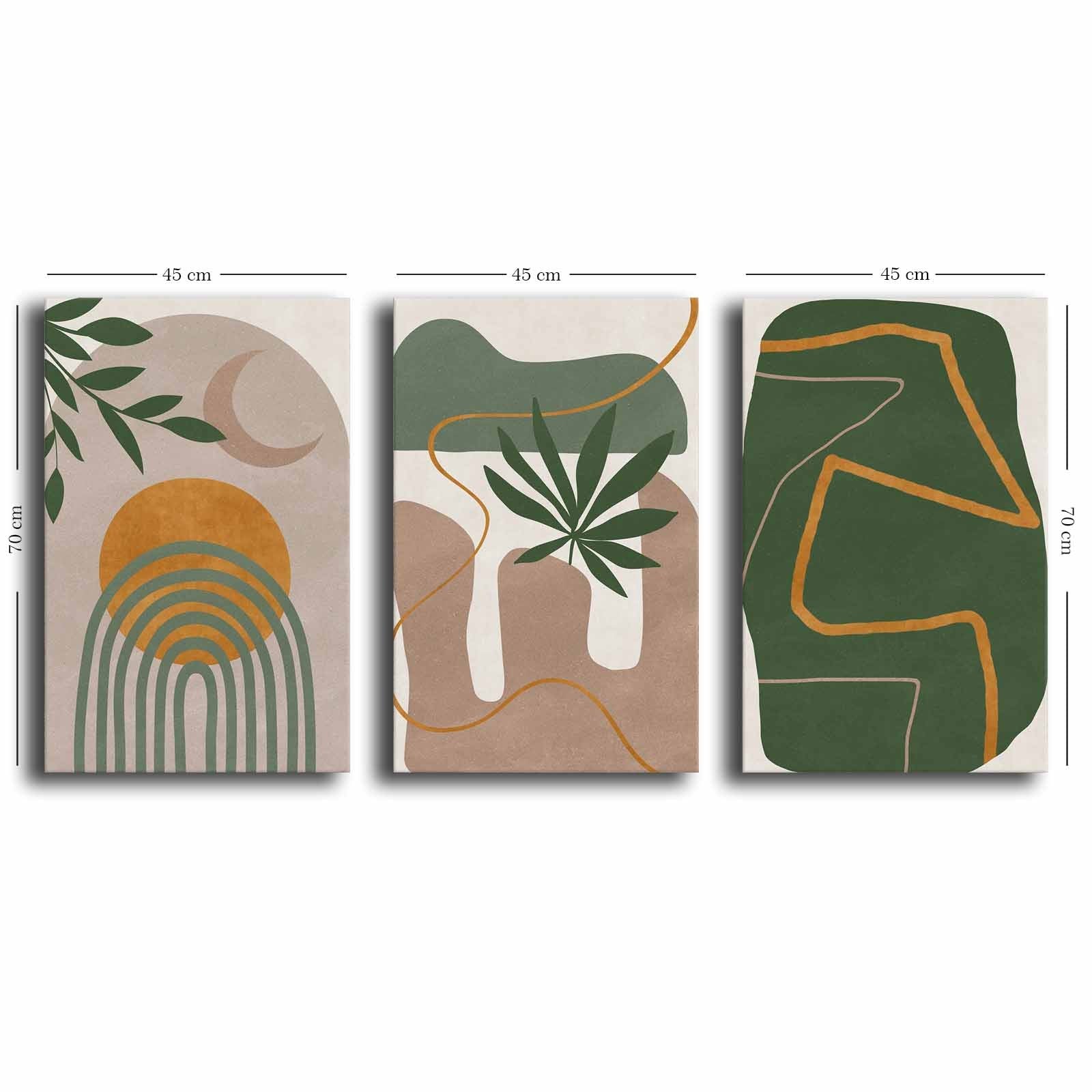 Tablou decorativ pe pânză (3 piese), 3P4570GSC-005, Multicolor
