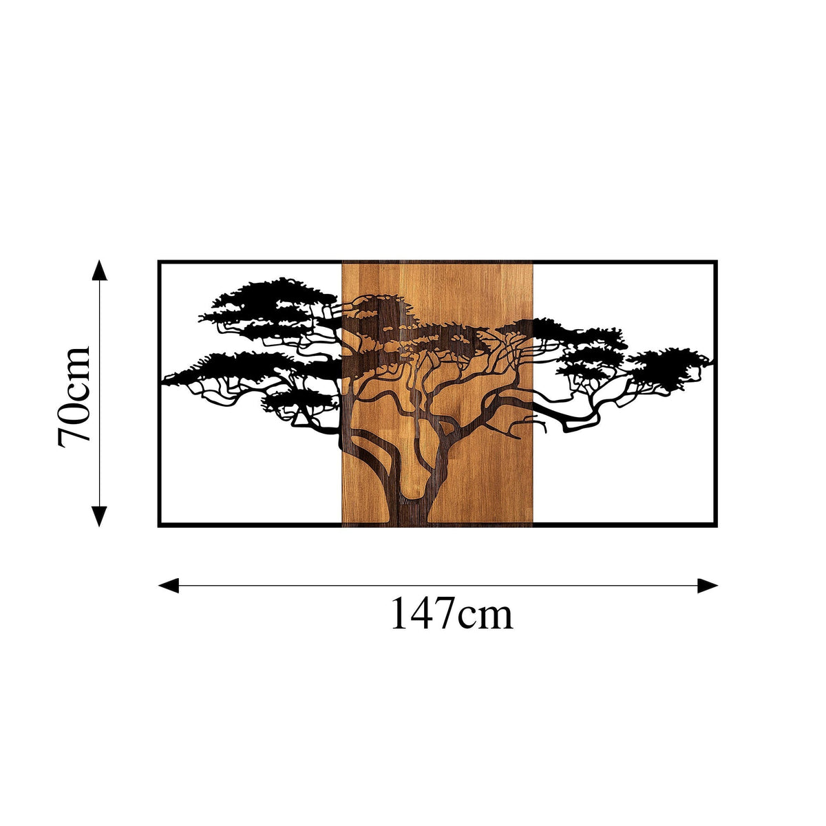 Accesoriu decorativ din lemn de perete, Acacia Tree - 328, Negru / Nuc