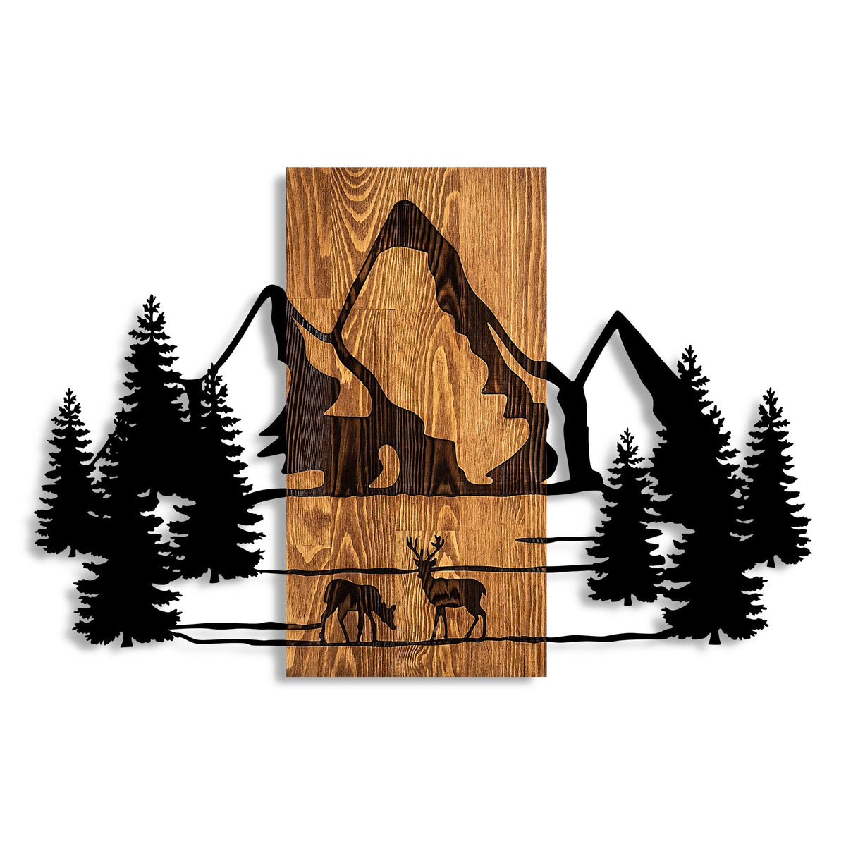 Accesoriu decorativ din lemn de perete, Natural Habitat, Nuc / Negru