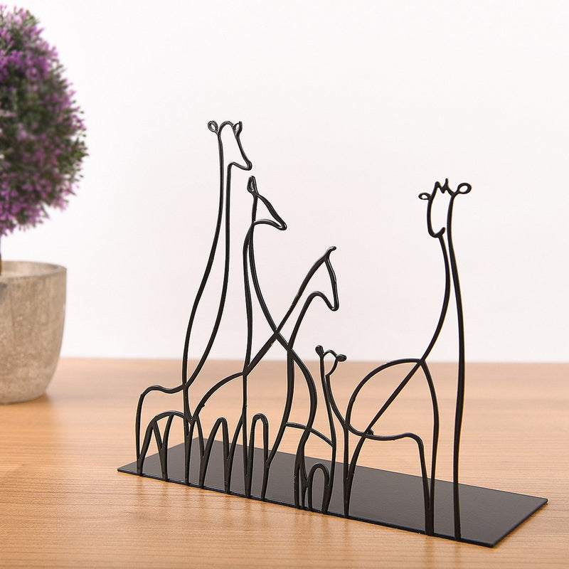 Accesoriu decorativ GIRAFFA, negru, metal, 20x18 cm