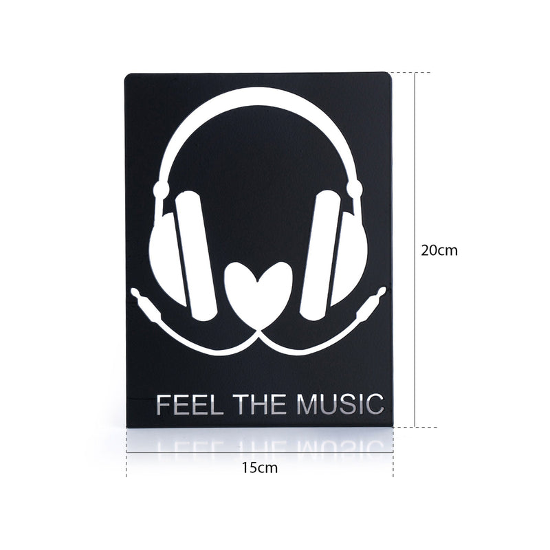 Accesoriu decorativ FEEL THE MUSIC, negru, metal, 15x20 cm