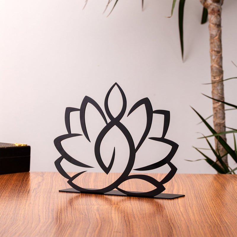 Accesoriu decorativ LOTUS FLOWER, negru, metal, 20x16 cm