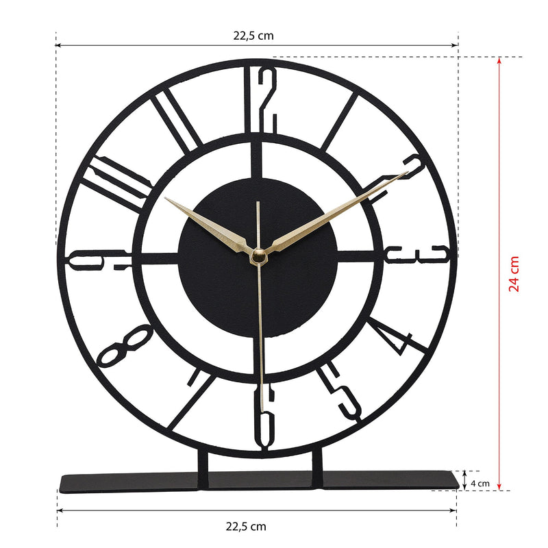 Ceas decorativ CLOCK BUNELLA, negru, metal, 23x24 cm