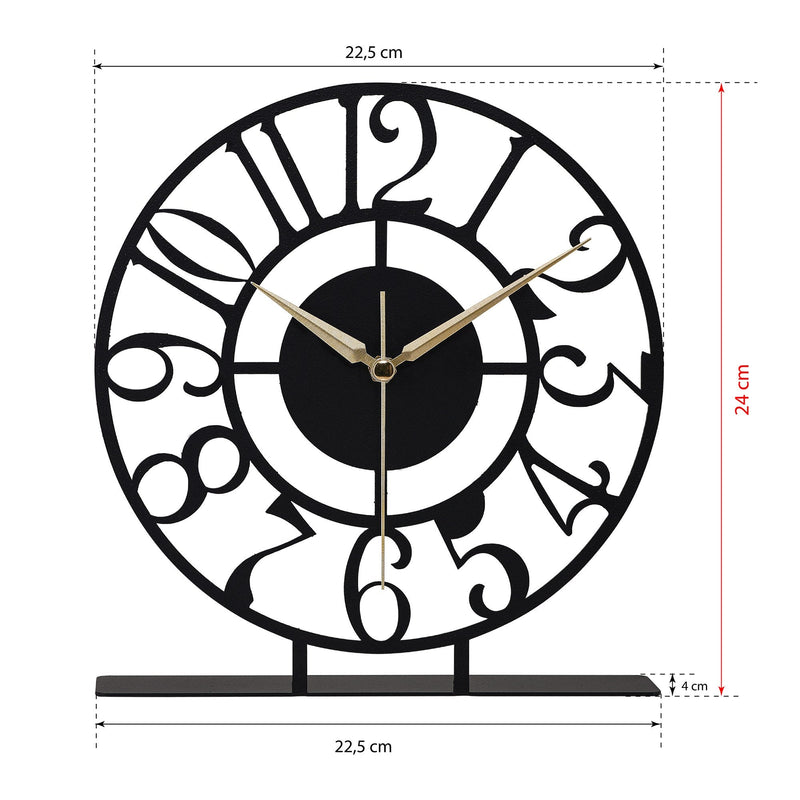 Ceas decorativ CLOCK BONNI, negru, metal, 23x24 cm