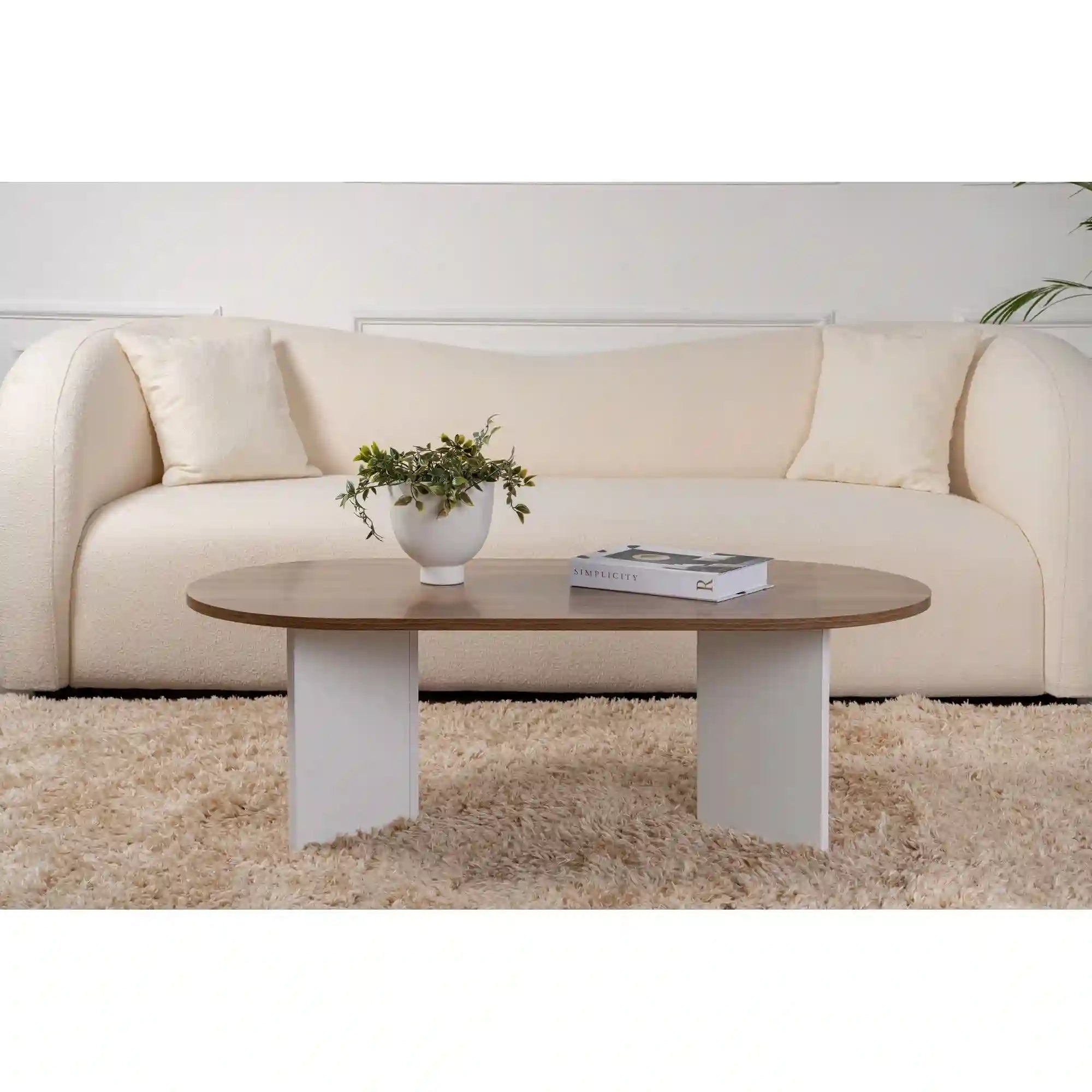 Masuta cafea SABLE, nuc/alb, PAL, 119x60x40 cm