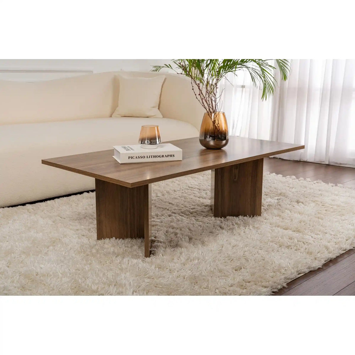 Masuta cafea SABIN, nuc, PAL melaminat, 119x60x40 cm