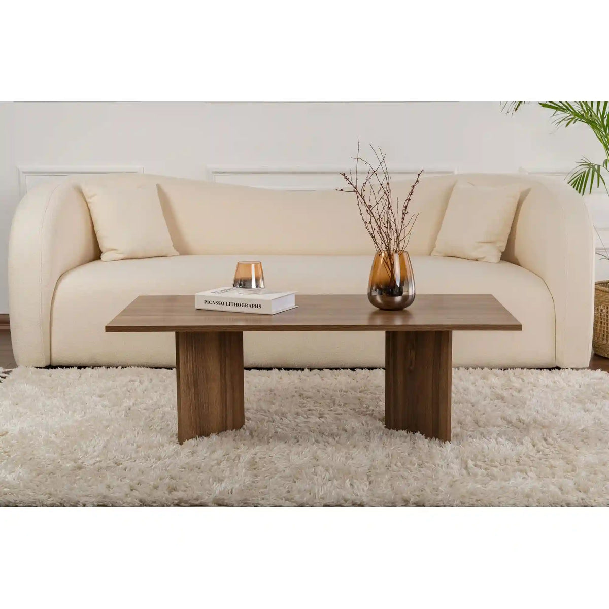 Masuta cafea SABIN, nuc, PAL melaminat, 119x60x40 cm