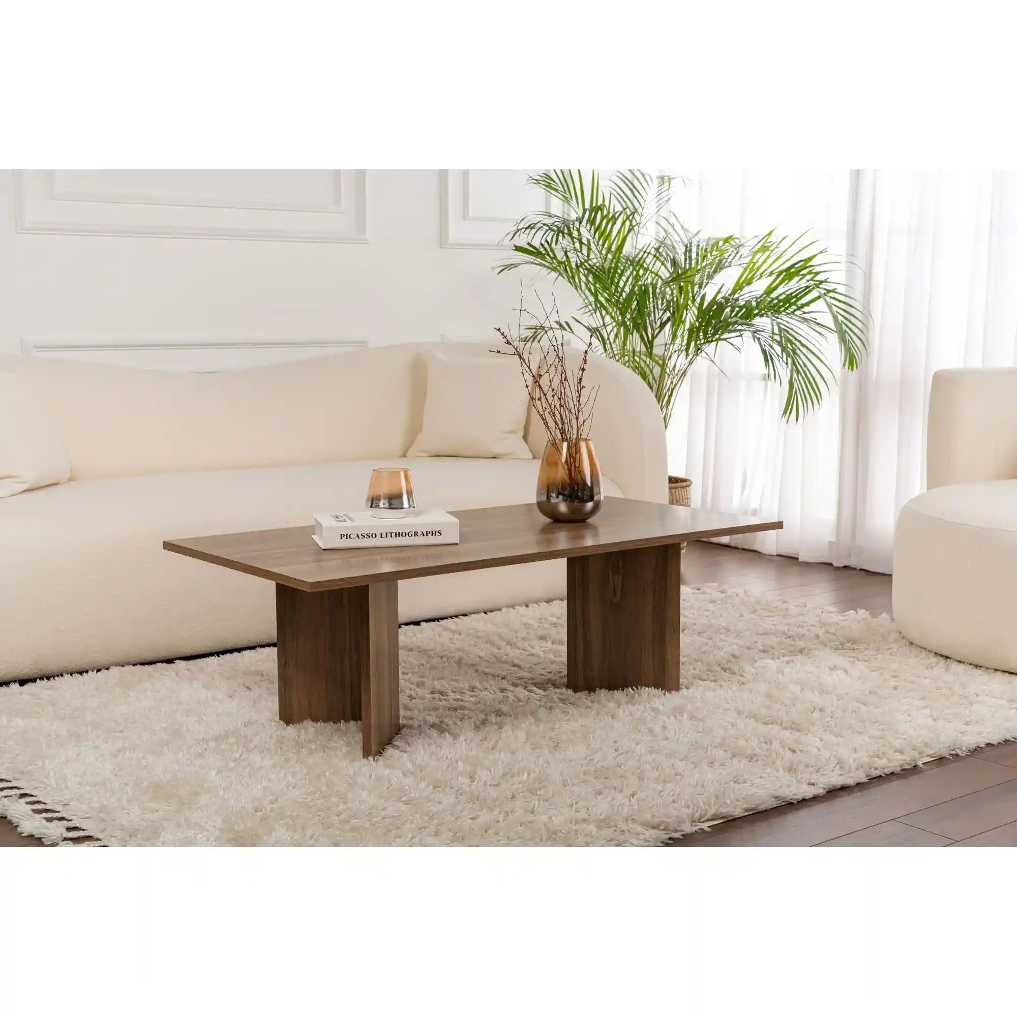 Masuta cafea SABIN, nuc, PAL melaminat, 119x60x40 cm