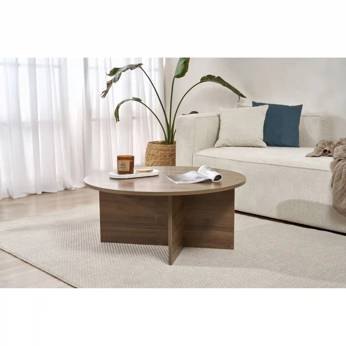 Masuta cafea SOLEIL, nuc, PAL melaminat, 90x90x40 cm