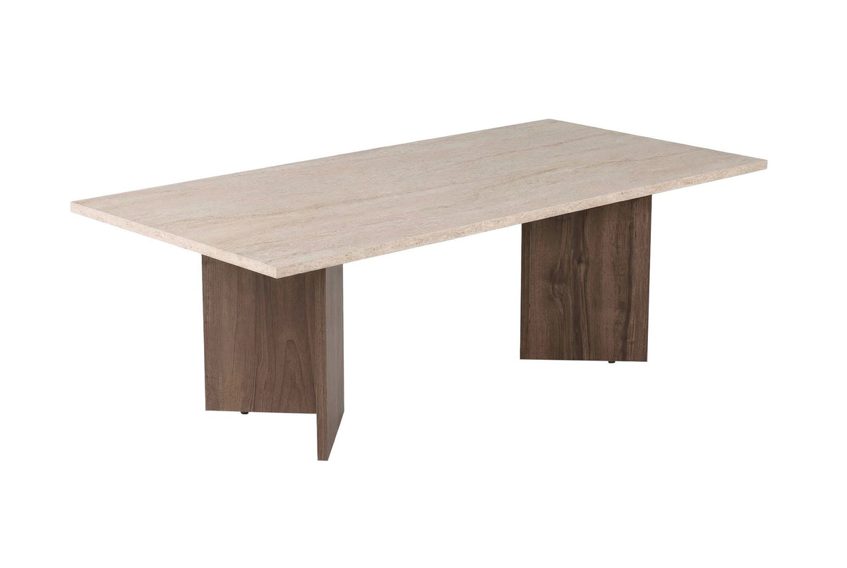 Măsuță de cafea, Sabin - Travertine, Venezia Walnut, Travertin / Nuc Veneția
