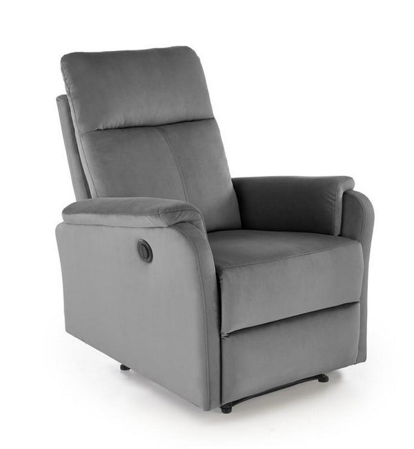 Fotoliu recliner CROCUS, stofa catifelata gri - Bluvel 14, 77x88/155x81/102 cm