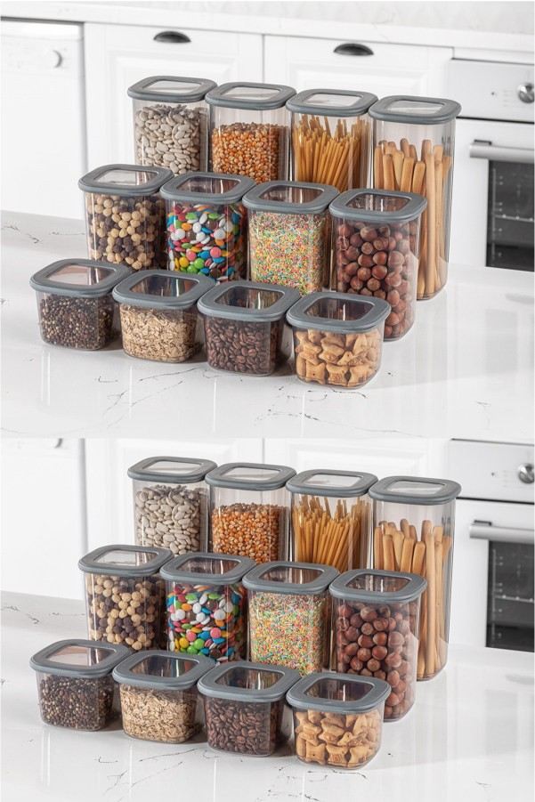 Set cutii depozitare (24 piese), BNMPOLYAS24-51217, Antracit