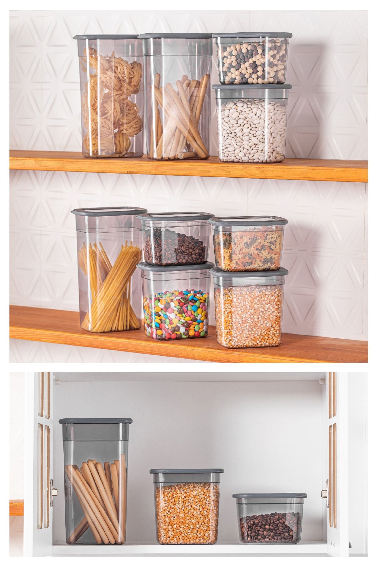 Set cutii depozitare (24 piese), BNMPOLYAR24-13232, Antracit