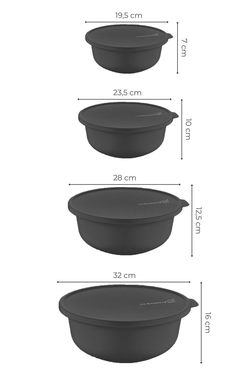 Set 4 recipiente 964FRM3308, gri antracit, plastic