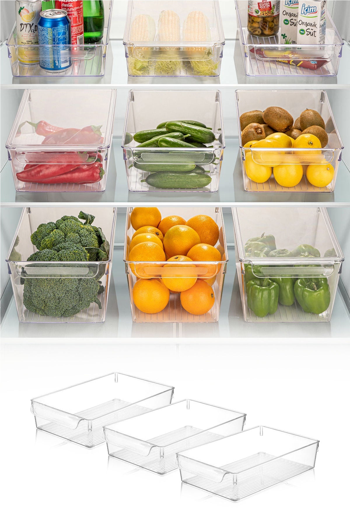 Set organizator frigider (3 piese), 726, Transparent