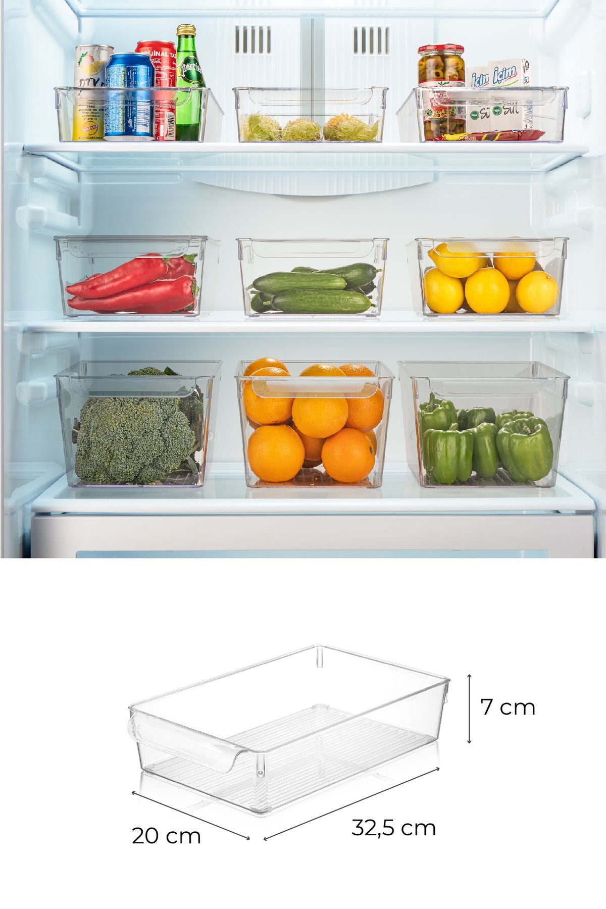 Set organizator frigider (3 piese), 726, Transparent