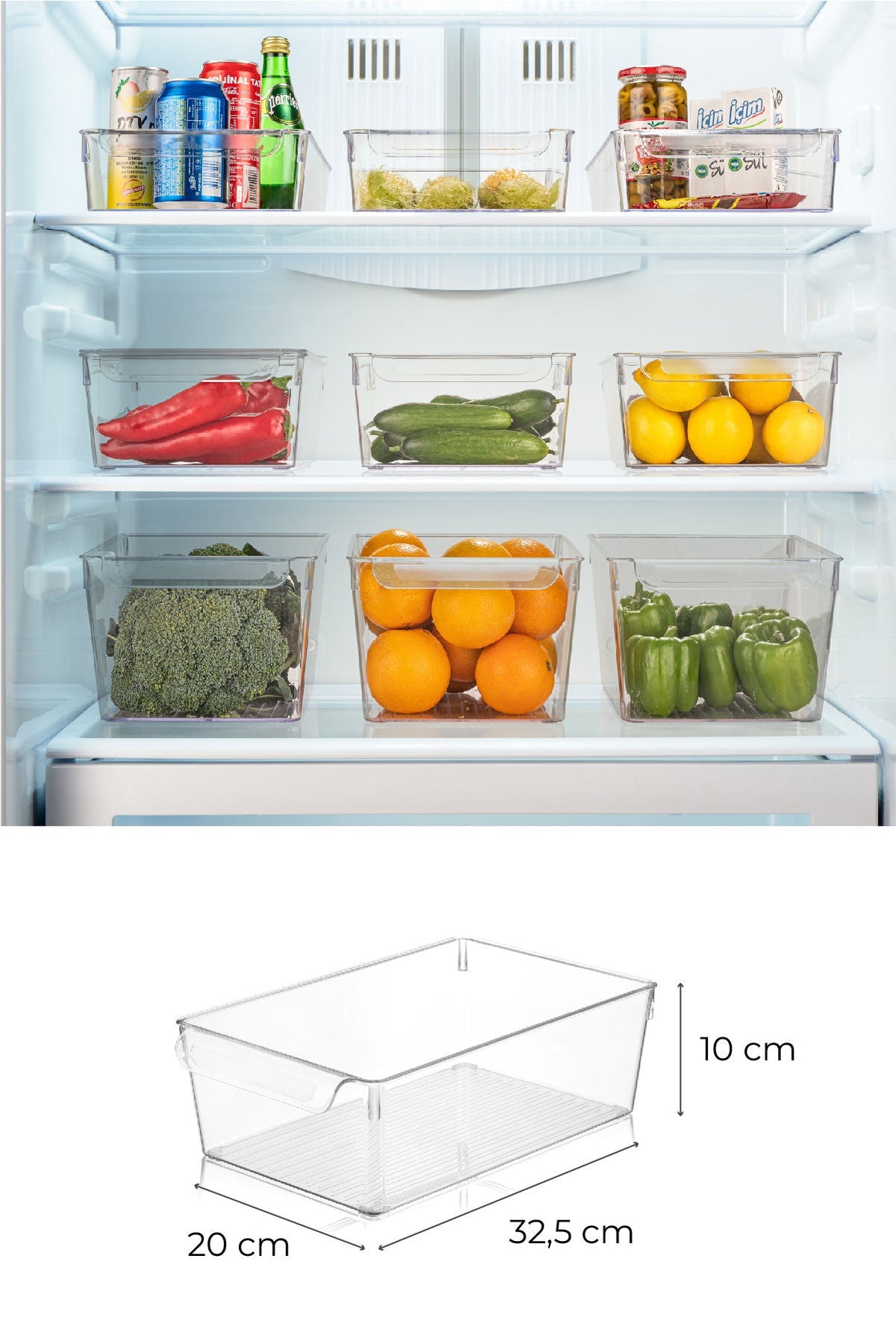 Set organizator frigider (3 piese), 727, Transparent