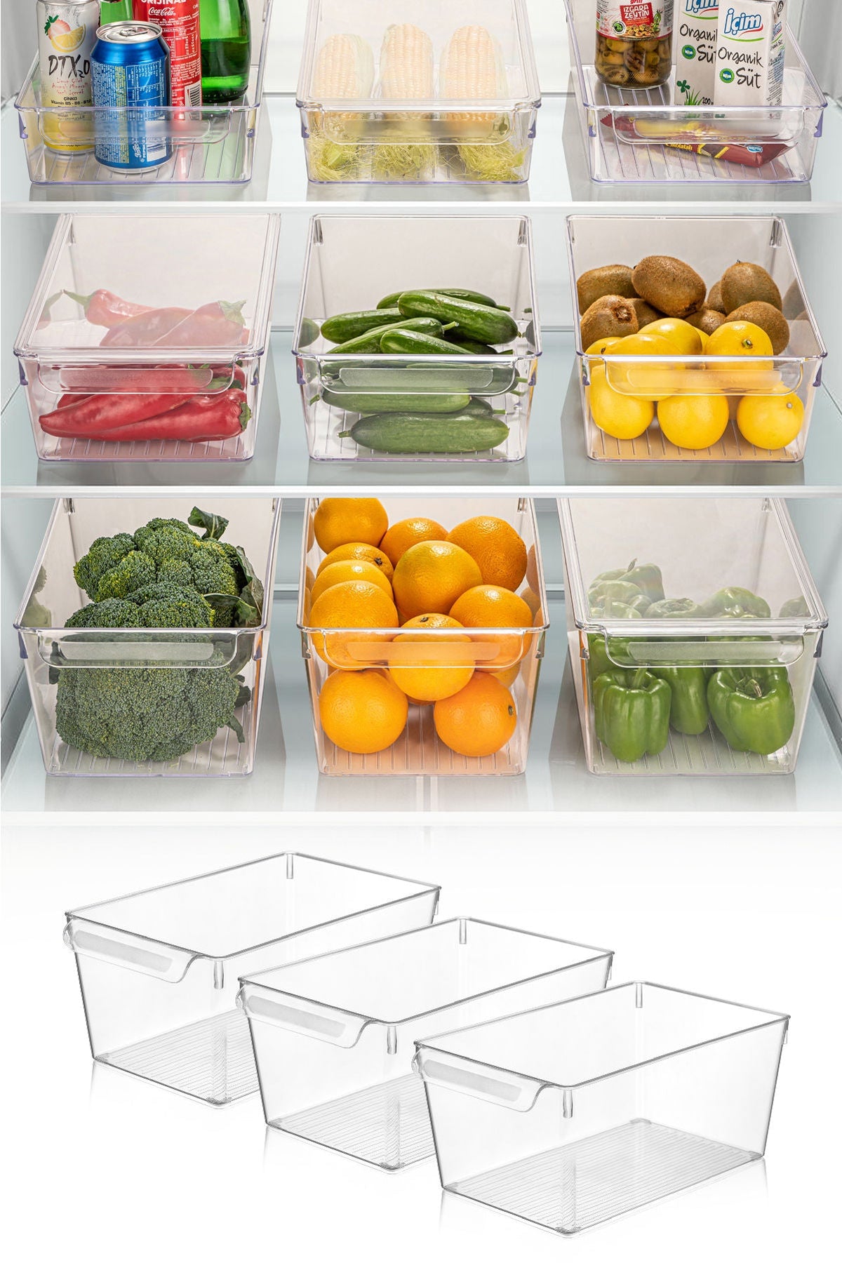Set organizator frigider (3 piese), 728, Transparent