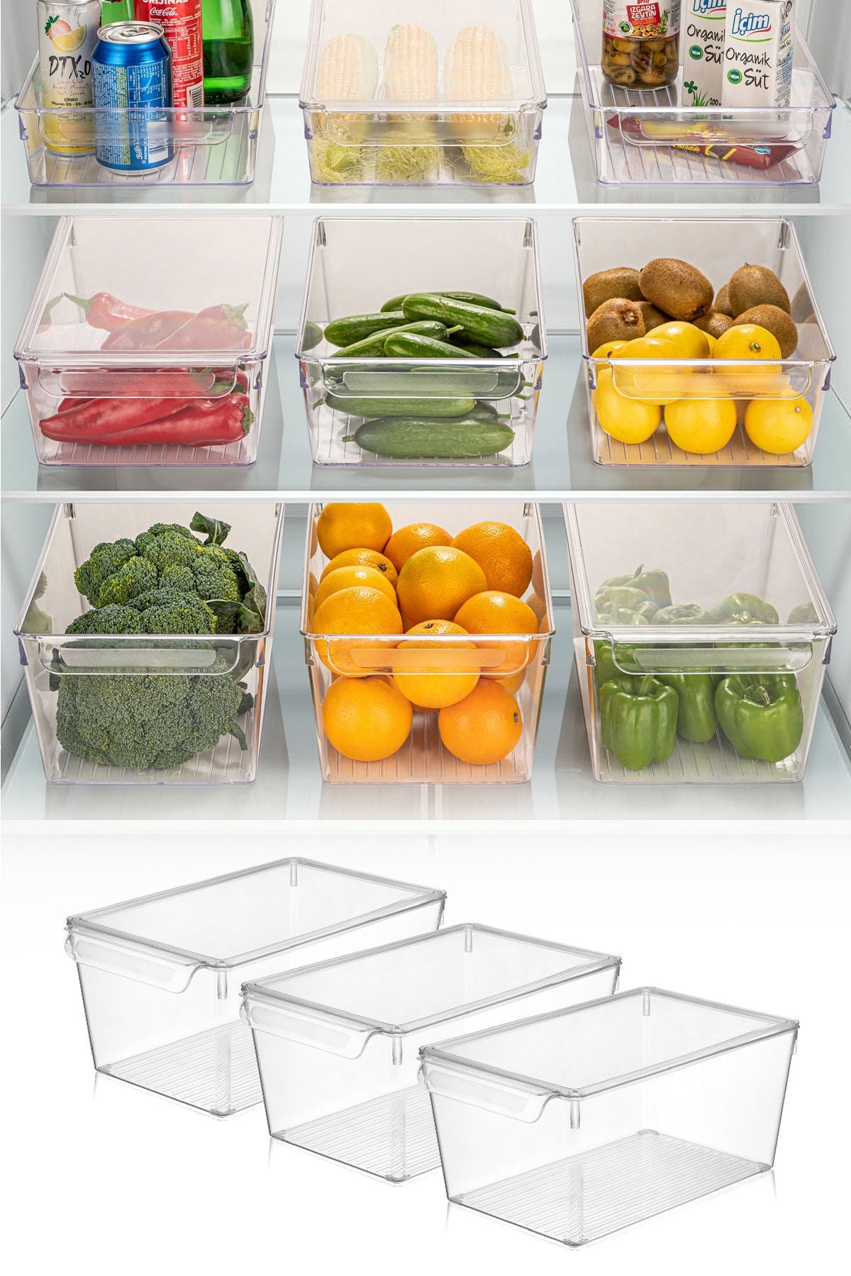 Set organizator frigider (3 piese), 731, Transparent