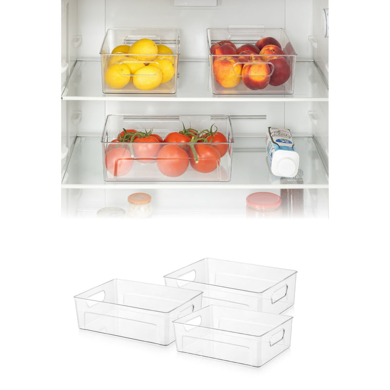 Set 3 organizatoare AK809, transparent, plastic, 30x11x9 cm