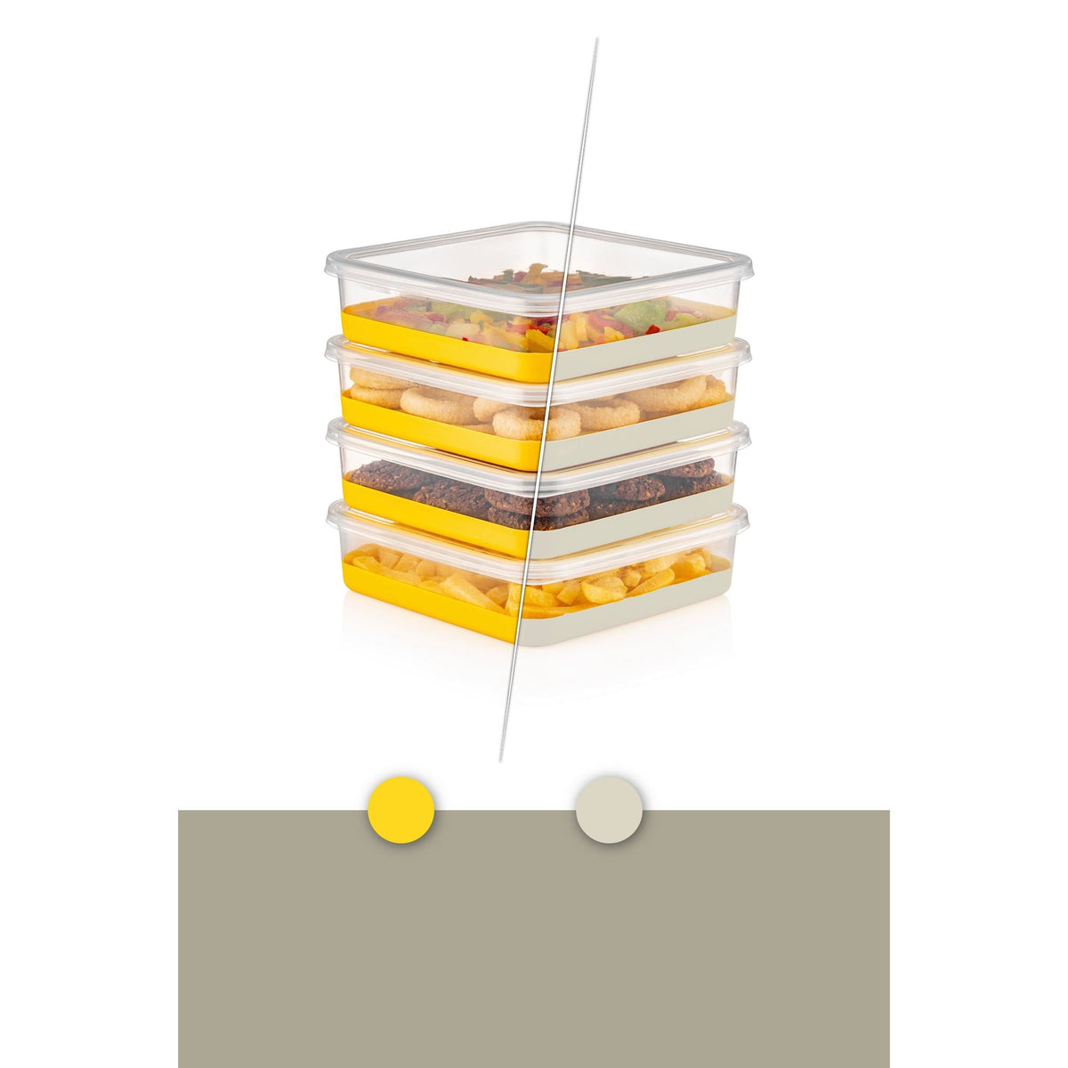 Set organizator frigider (4 piese), 4B - Grey, Gri