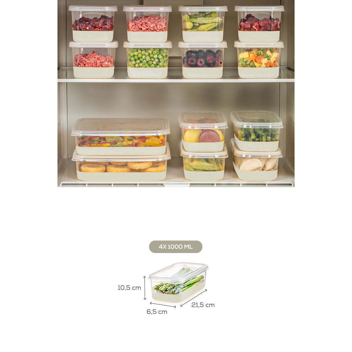 Set organizator frigider (4 piese), 4B - Grey, Gri