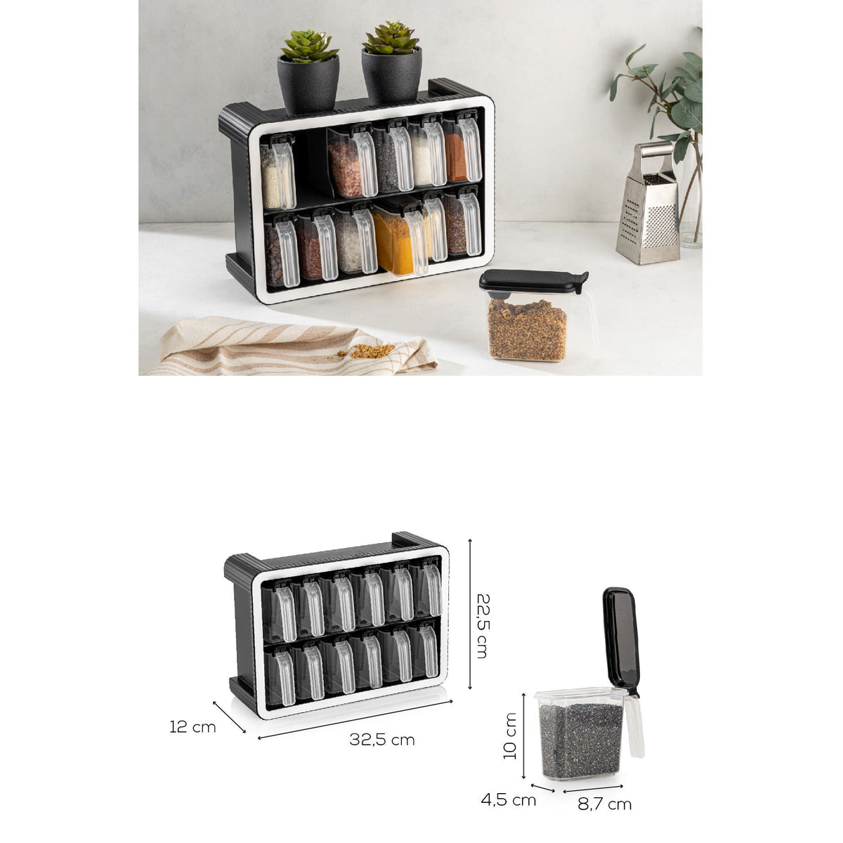 Set borcane condimente (13 piese), BNM-9530 - Anthracite, Antracit