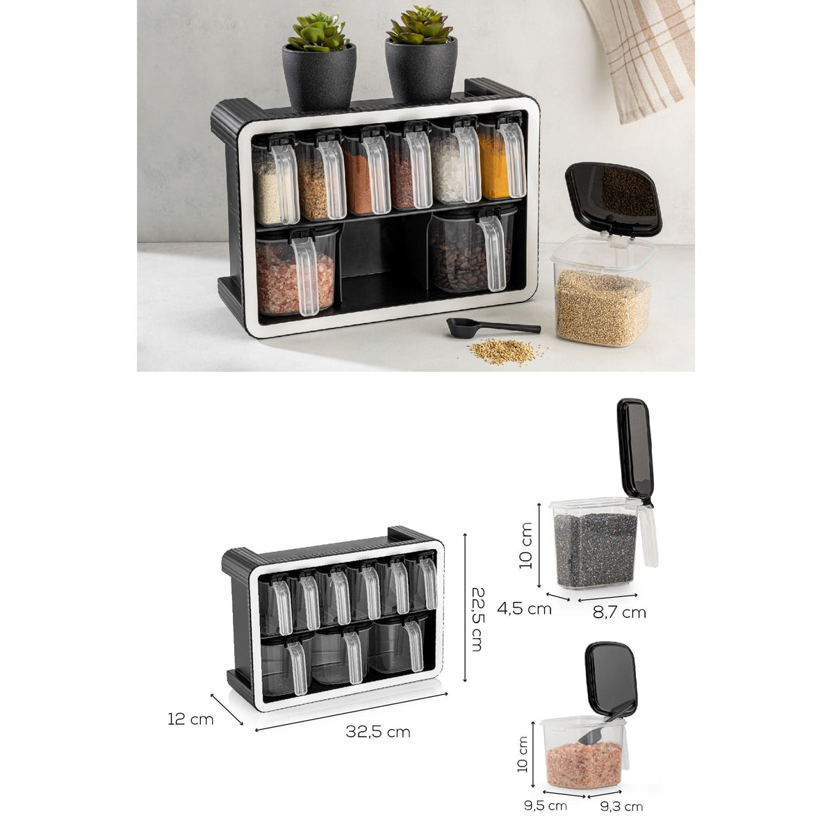 Set borcane condimente (10 piese), BNM-9516 - Anthracite, Antracit
