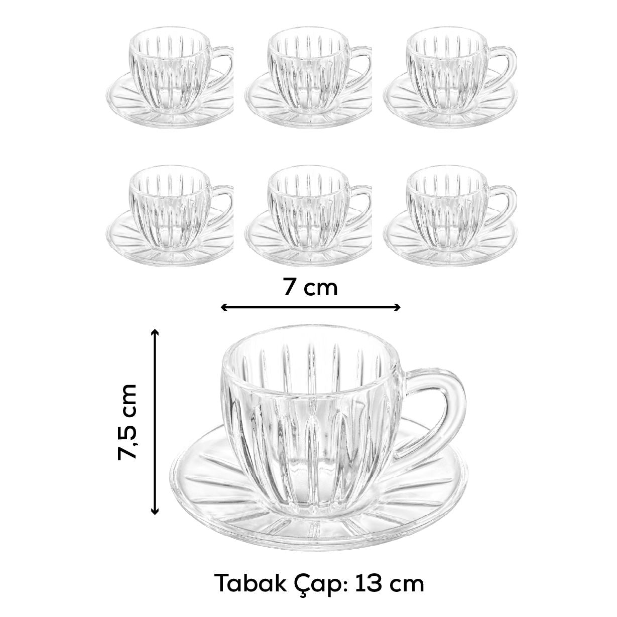 Set cești ceai (12 piese), Ts3023Gcl - Transparent, Transparent