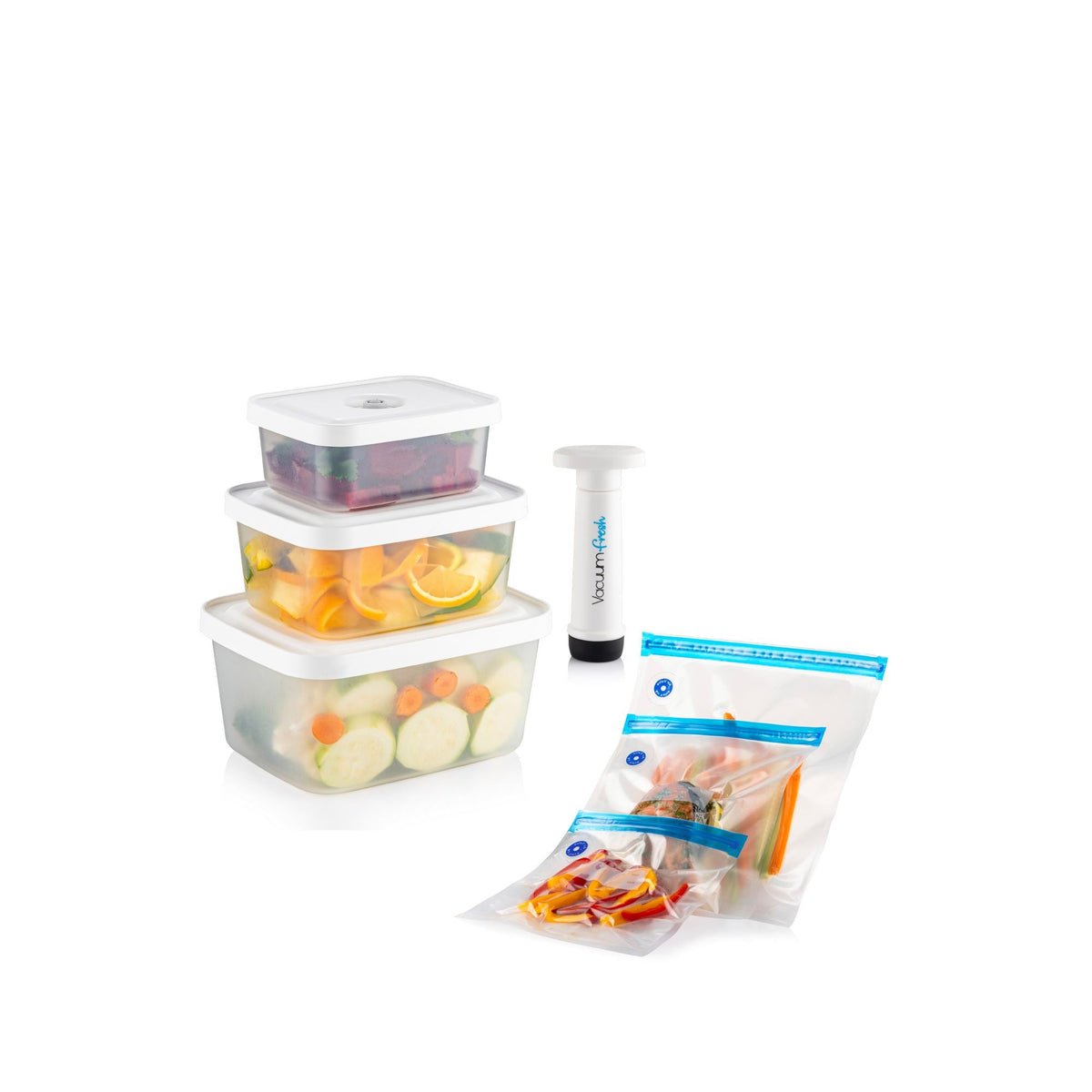 Set cutii depozitare și pungi alimentare (7 piese), VCC-7-PMP - Transparent, Transparent