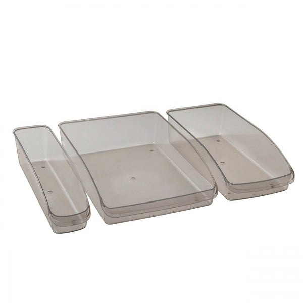 Set 3 organizatoare HMY-6421, gri, plastic