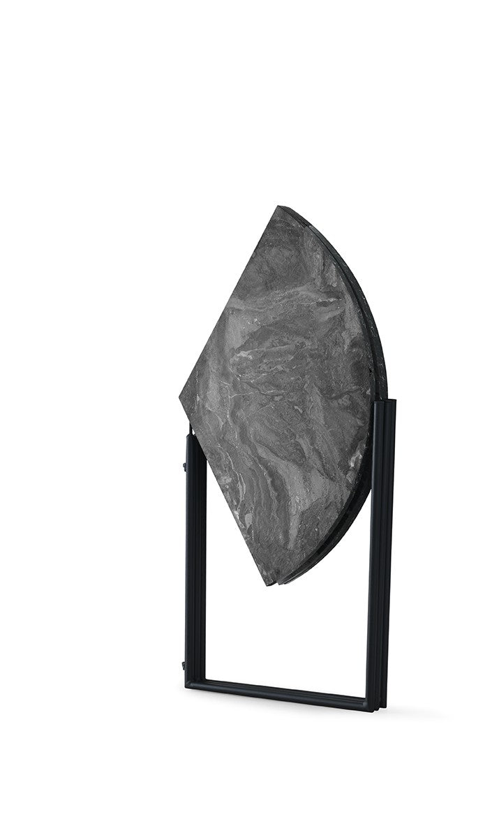 Masa plianta YAPRAK 1202, gri cu efect de marmura/negru, PAL melaminat/metal, 100x72 cm