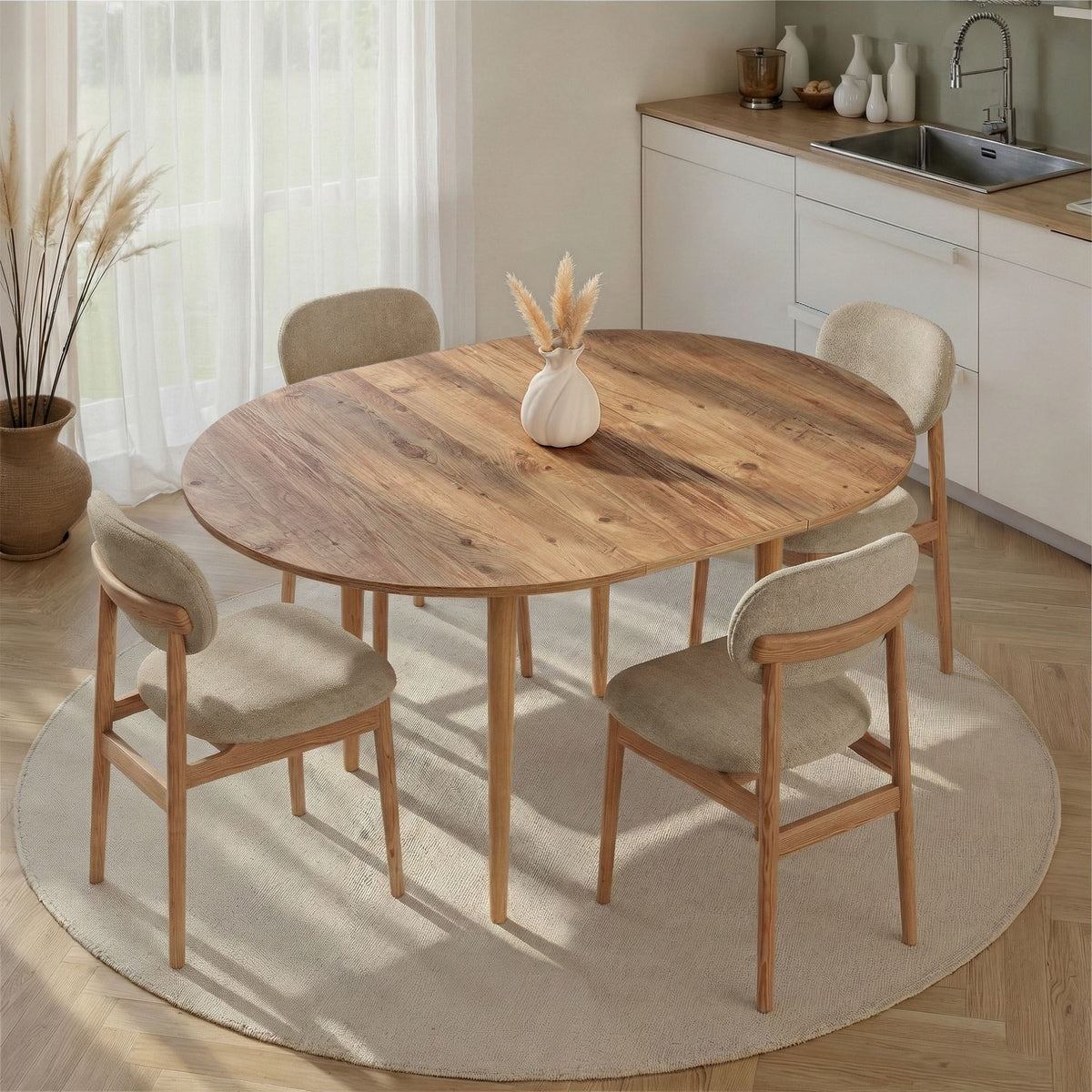 Masă dining extensibilă, Viona - Atlantic Pine, Pin Atlantic