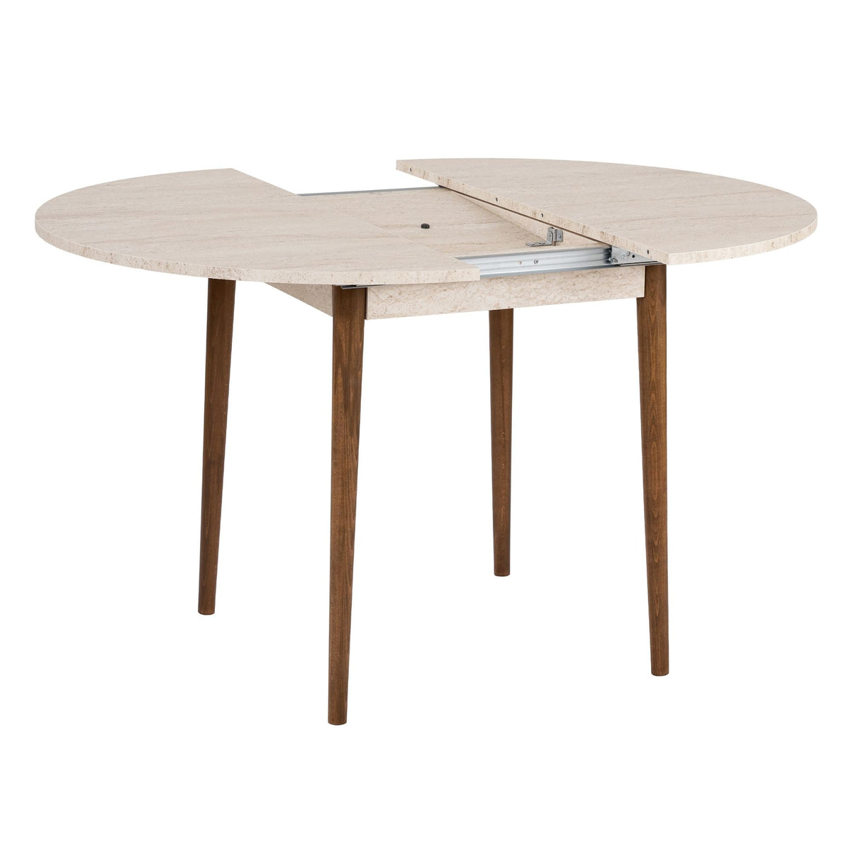 Masă dining extensibilă, Viona - Travertine, Walnut, Travertin / Nuc