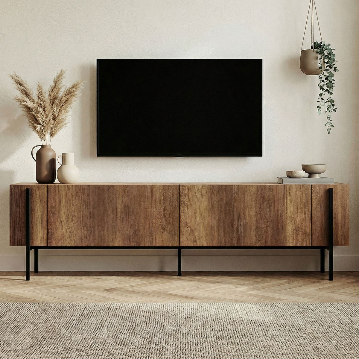 Comodă TV, Nexus - Barok Walnut, Black, Nuc Baroc / Negru