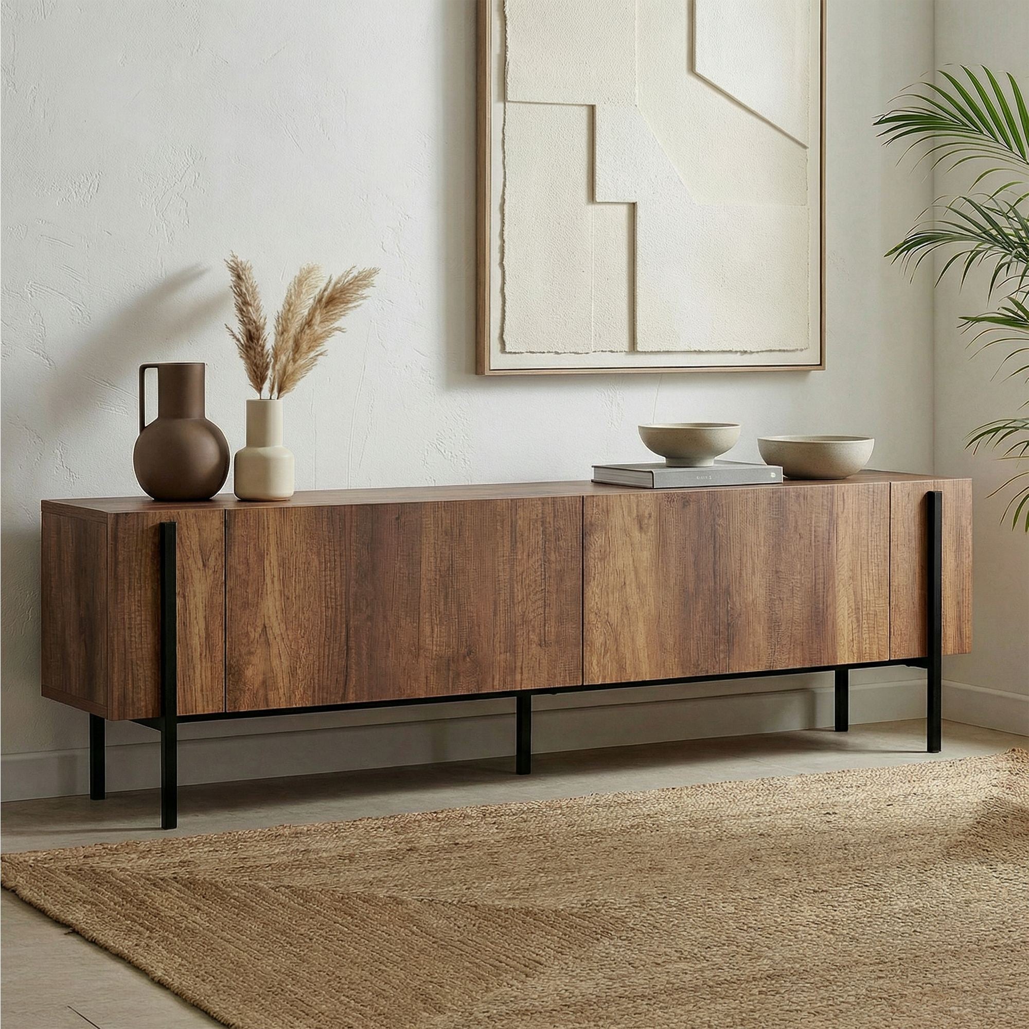 Comodă TV, Nexus - Barok Walnut, Black, Nuc Baroc / Negru
