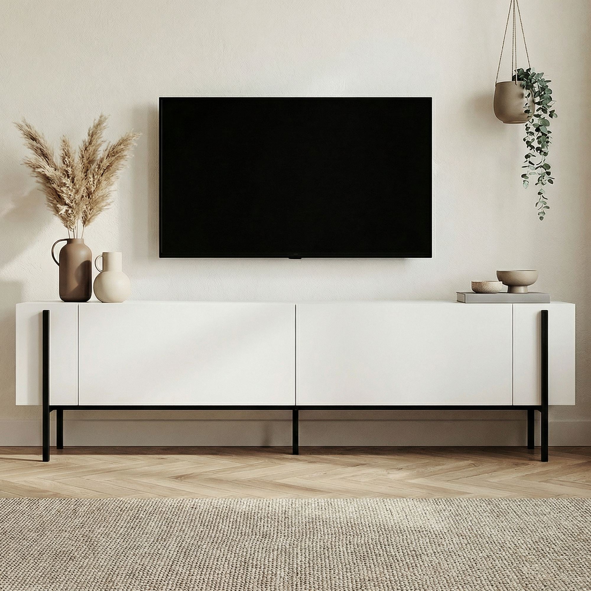 Comodă TV, Nexus - White, Black, Alb / Negru