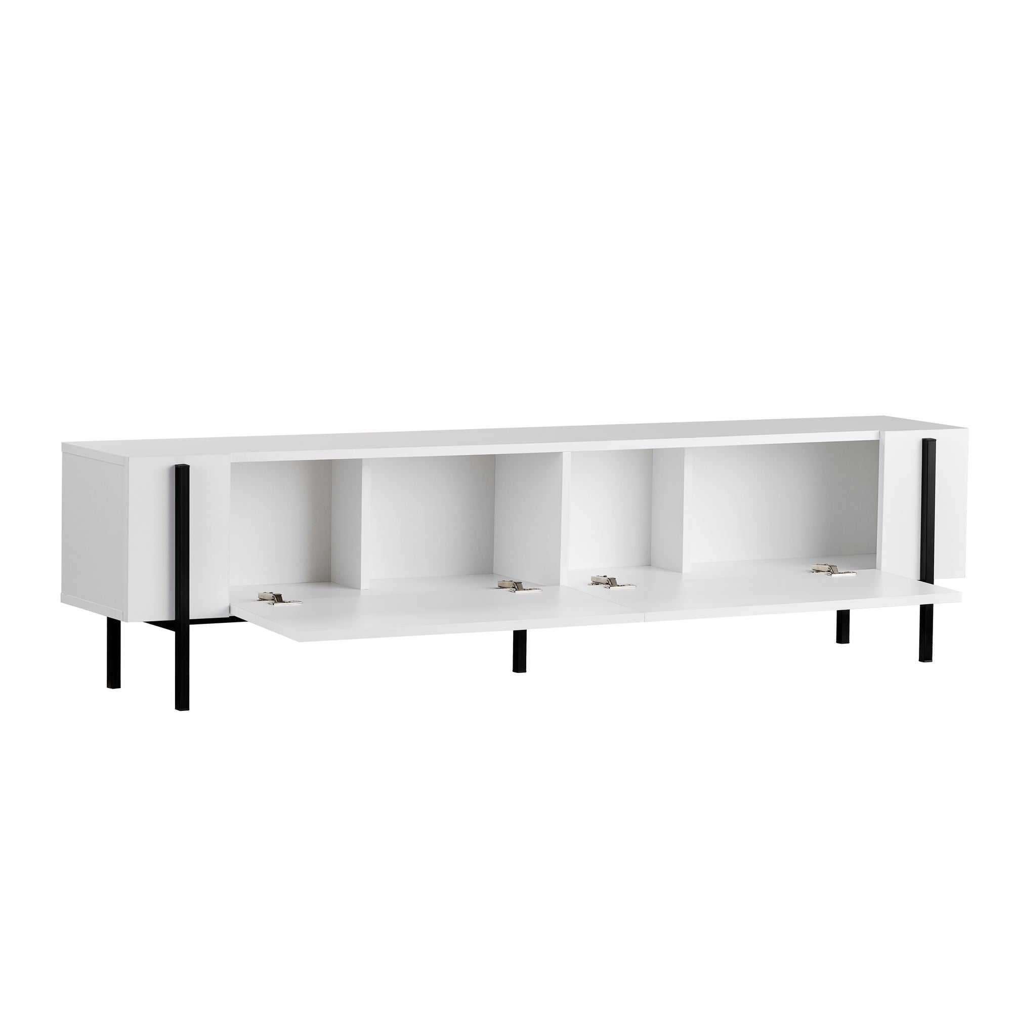 Comodă TV, Nexus - White, Black, Alb / Negru