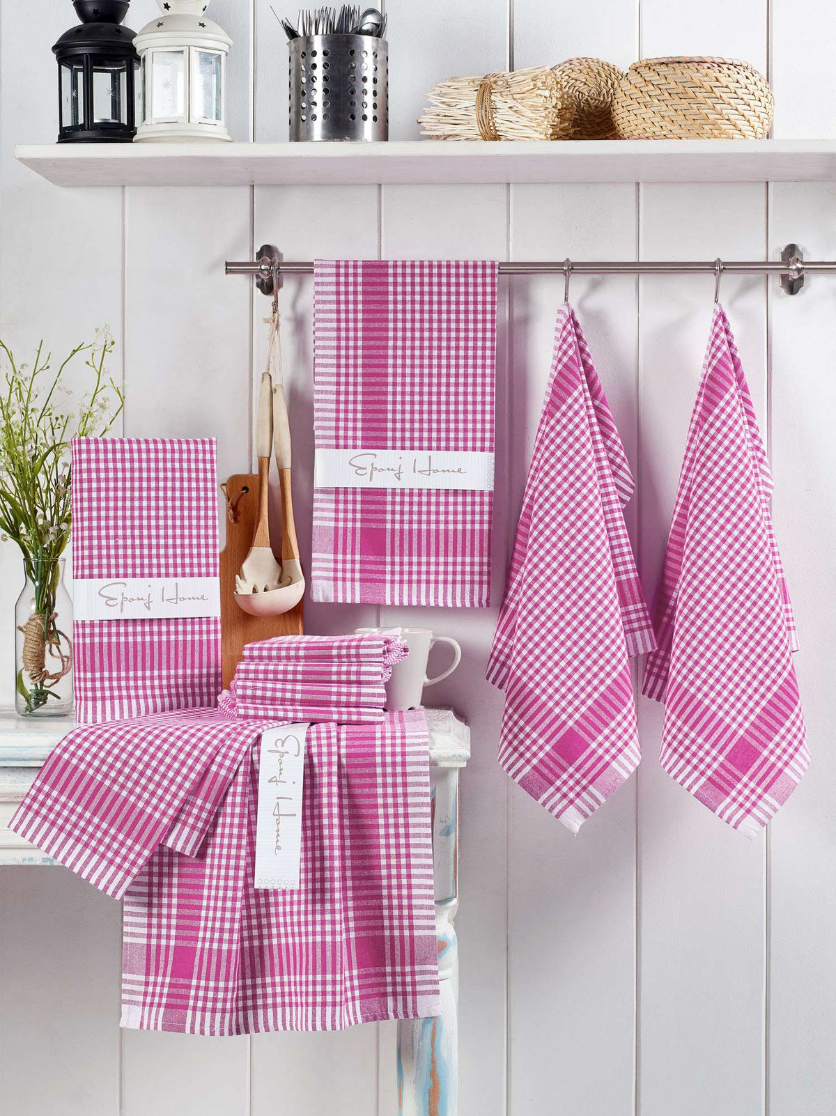 Set prosoape baie (10 piese), Pötikareli - Pink, Roz