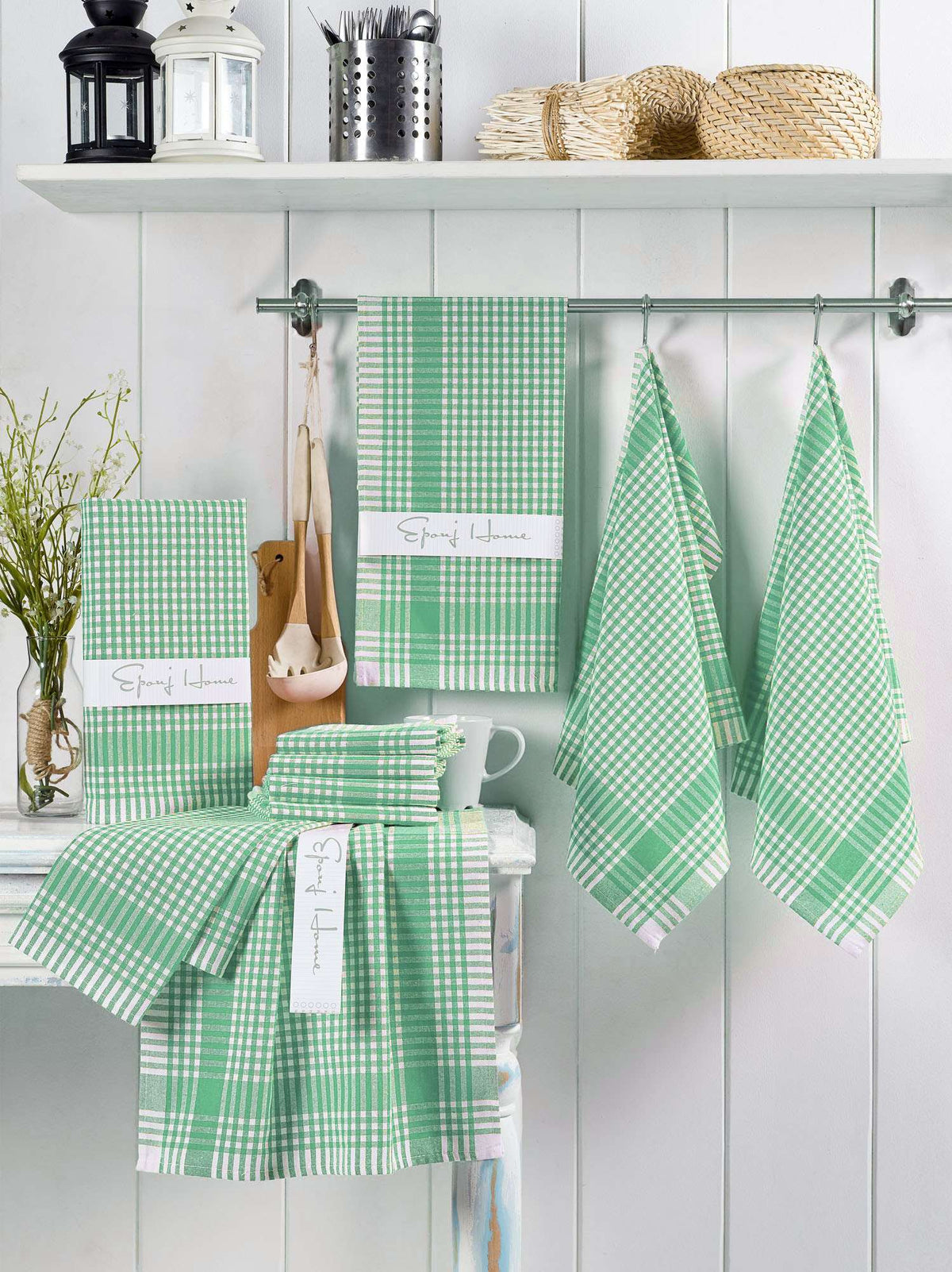 Set prosoape baie (10 piese), Pötikareli - Green, Verde