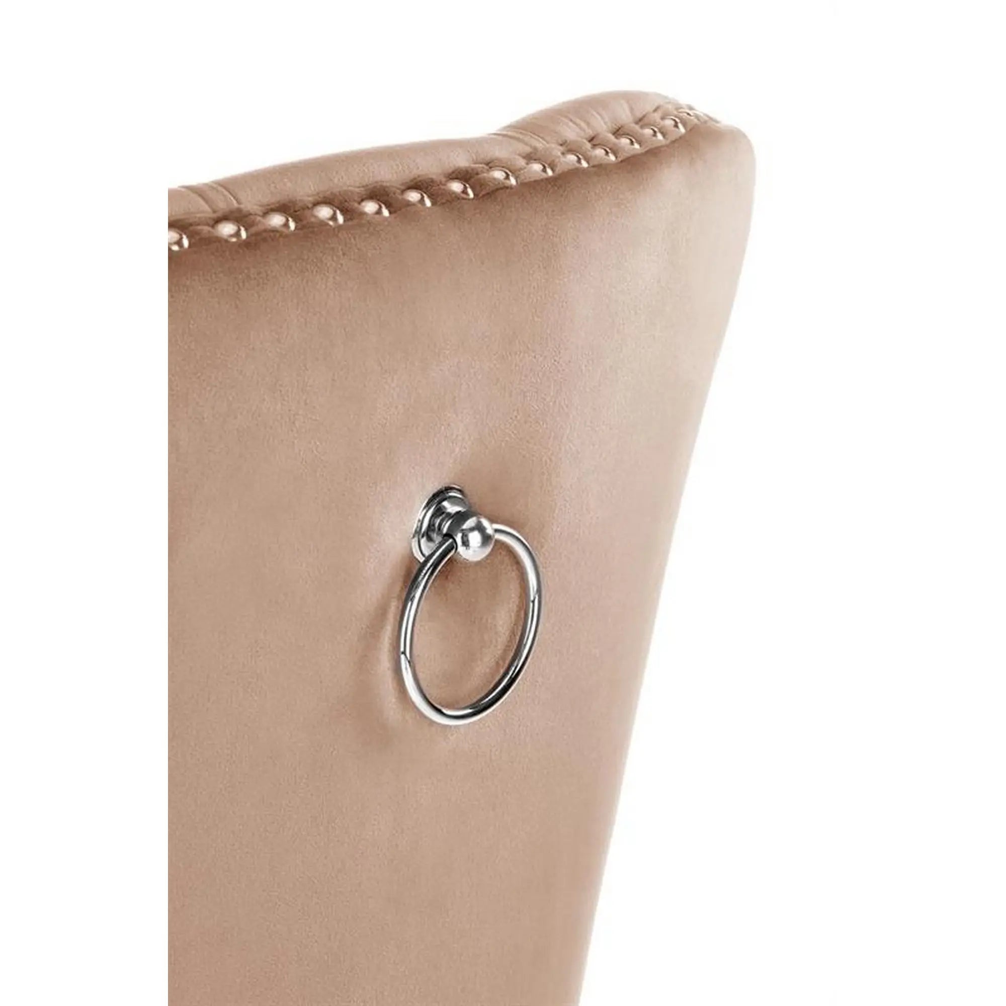 Scaun tapitat MIYA, bej - Bluvel 40, stofa catifelata/lemn, 54x60x100 cm