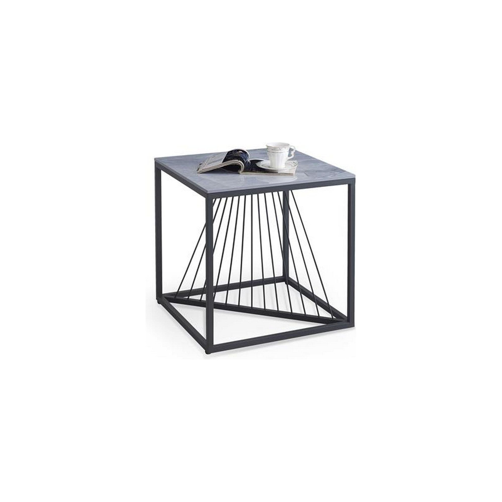Masuta cafea INFINITY 2, gri cu efect de marmura/negru, otel, 55x55x55 cm