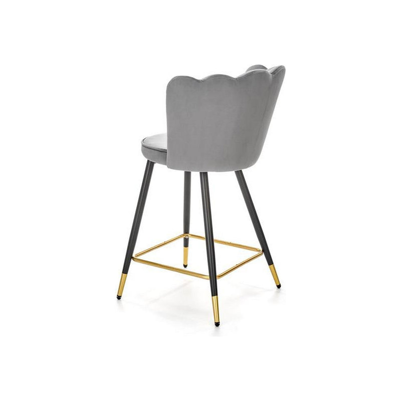 Scaun bar H106, gri/negru, stofa catifelata/otel, 55x58x96 cm