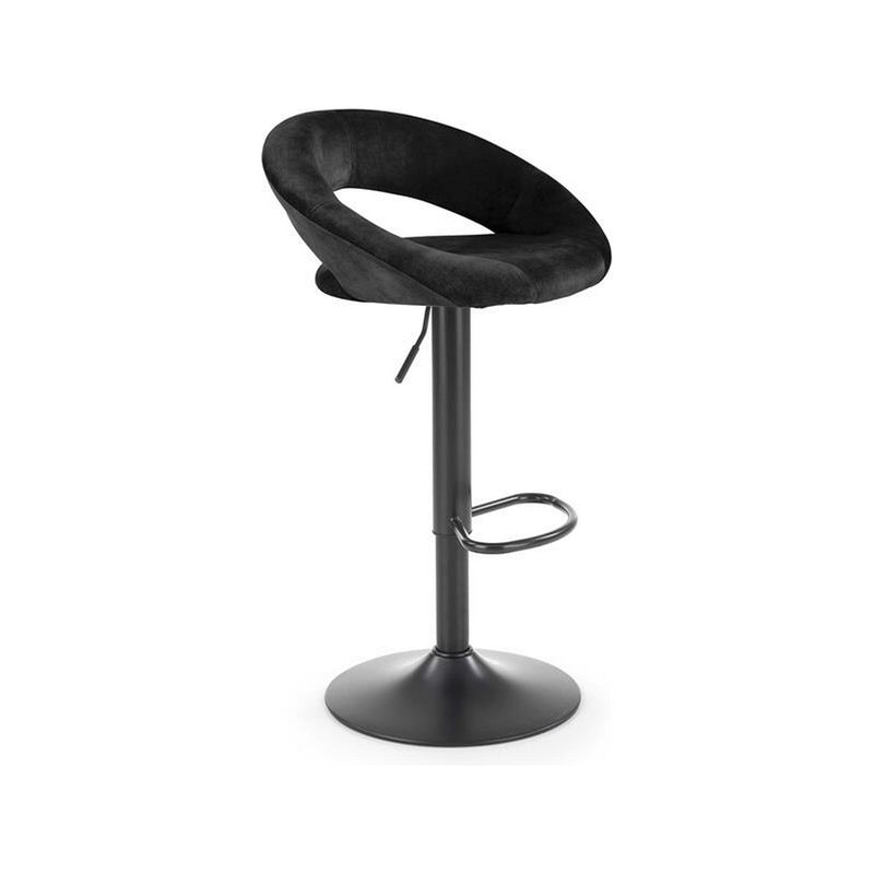 Scaun bar H102, negru, stofa catifelata/otel, 53x48x78/100 cm