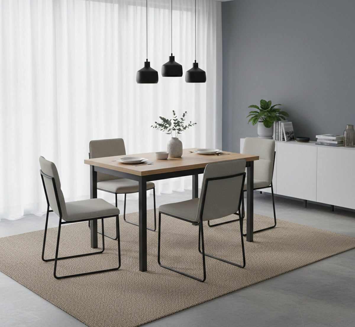 Masa ADAM, stejar artisan/negru, 120x68x75 cm