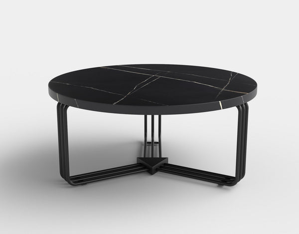 Masuta cafea ANTICA, negru cu efect de marmura/negru, 80x80x36 cm