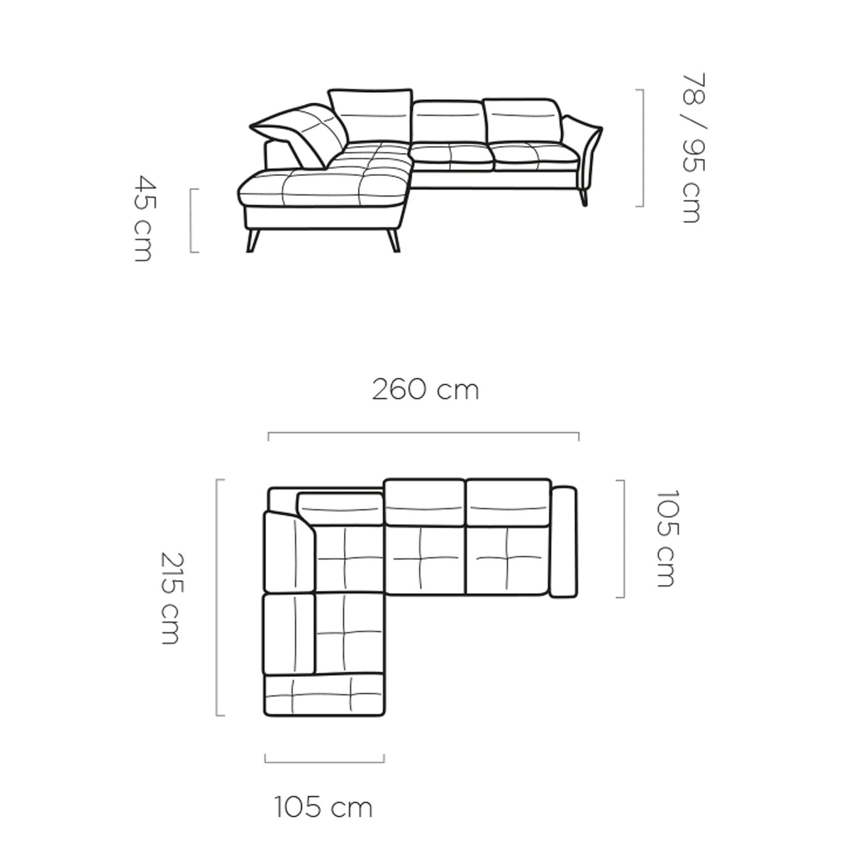 Coltar extensibil APUFA, personalizabil materiale gama Premium, cu lada depozitare si tetiere reglabile, 260x215x95 cm