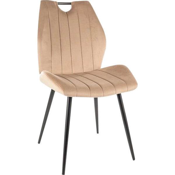 Scaun ARCO, bej/negru, stofa catifelata/metal, 51x43x91 cm